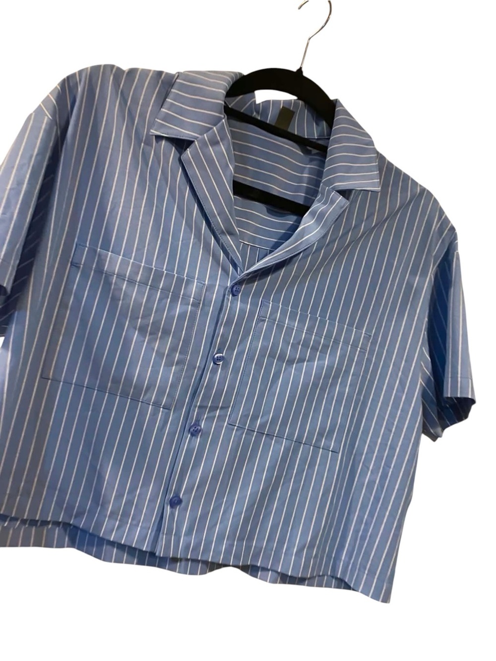 NWOT Vuori Striped Villa Shorts/ Button Short Sleeve Shirt Set BLUE/WHITE Size:M - Picture 2 of 6